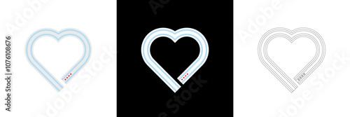 heart shape ribbon icon set of chicago city flag. vector illustration
