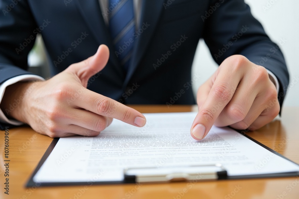 Professional Businessman Reviewing Document in Office Setting, Ideal for Corporate Training and Business Presentation Materials Professional Businessman Reviewing Document in Office Setting, Ideal for Corporate Training and Business Presentation Materials