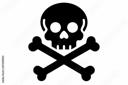 Crossbones and skull flat vector icon, Crossbones and skull silhouette