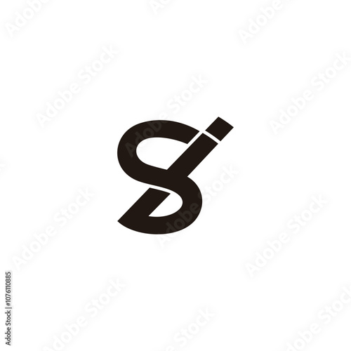 letter si simple linked overlap logo vector