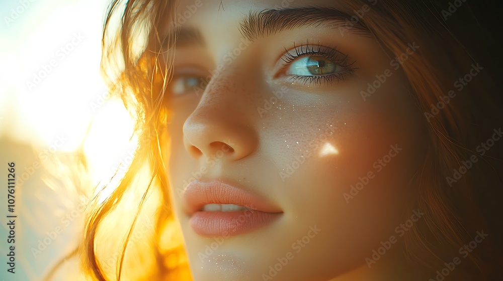Portrait of a young woman adding highlighter on her cheekbones with a makeup brush, neutral backdrop, soft and warm lighting creating a glowing effect, hd resolution, clear makeup detail, Portrait of a young woman adding highlighter on her cheekbones with a makeup brush, neutral backdrop, soft and warm lighting creating a glowing effect, hd resolution, clear makeup detail,