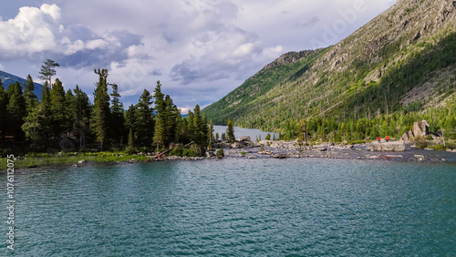 beautiful mountain Multinskoye lake in Altai photo