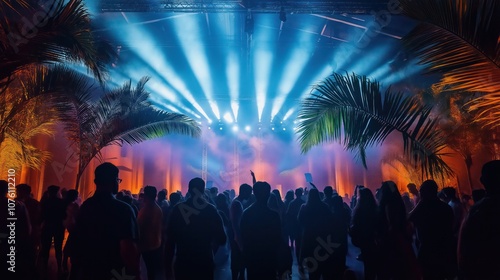 Crowd of people at a beach party