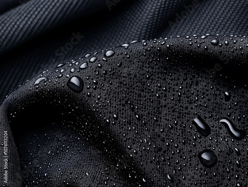 Close up of wetsuit fabric with water droplets