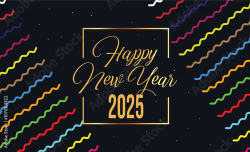 Happy new year 2025 square post card background for social media template. Blue and gold 2025 new year winter holiday greeting card template. Minimalistic trendy banner for branding, cover, card.