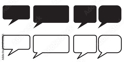 Pixel speech bubbles pack. Text boxes for chats and games. Vector illustration in 8 bit pixel art style