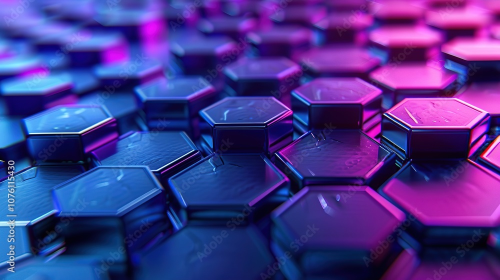 Abstract Hexagon Pattern with Neon Lights Abstract Hexagon Pattern with Neon Lights