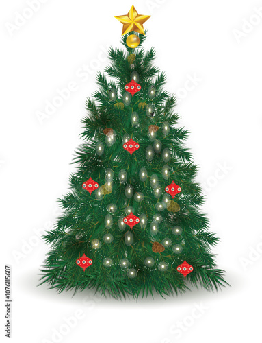 This Vector Christmas Tree illustration provides a beautifully realistic and high-quality depiction of a holiday tree, perfect for seasonal designs and decorations. Easy editable to EPS10 file.