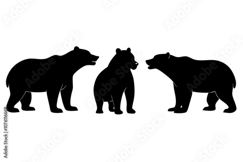 Bear silhouettes vector illustration.