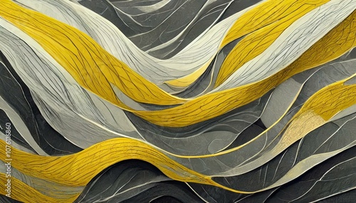 Abstract background,  Arylide yellow and Ash grey abstract pattern characterized by wavy lines and contours that create a sense of depth and texture. Arylide yellow and Ash grey enhances photo