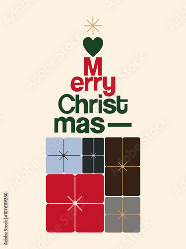 Christmas Season Illustration: Christmas Tree Made with Typography and Graphics