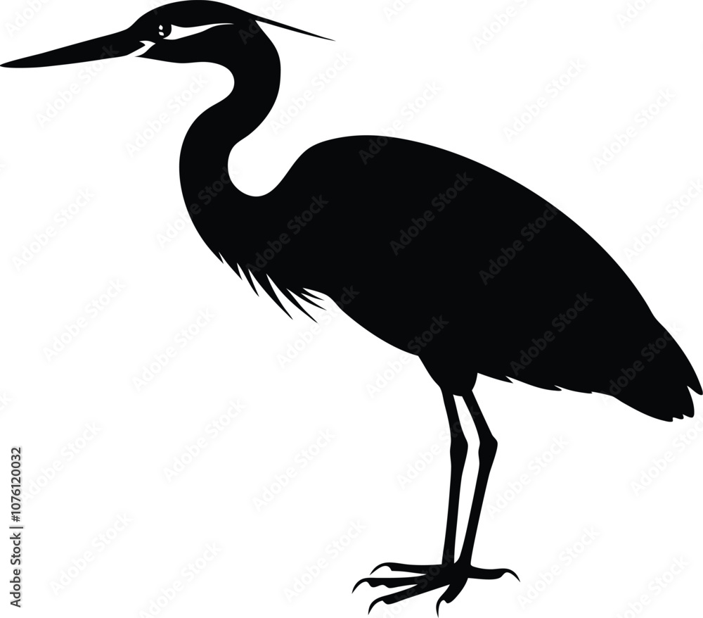 heron bird silhouette stork silhouette black vector illustration heron bird silhouette stork silhouette black vector illustration