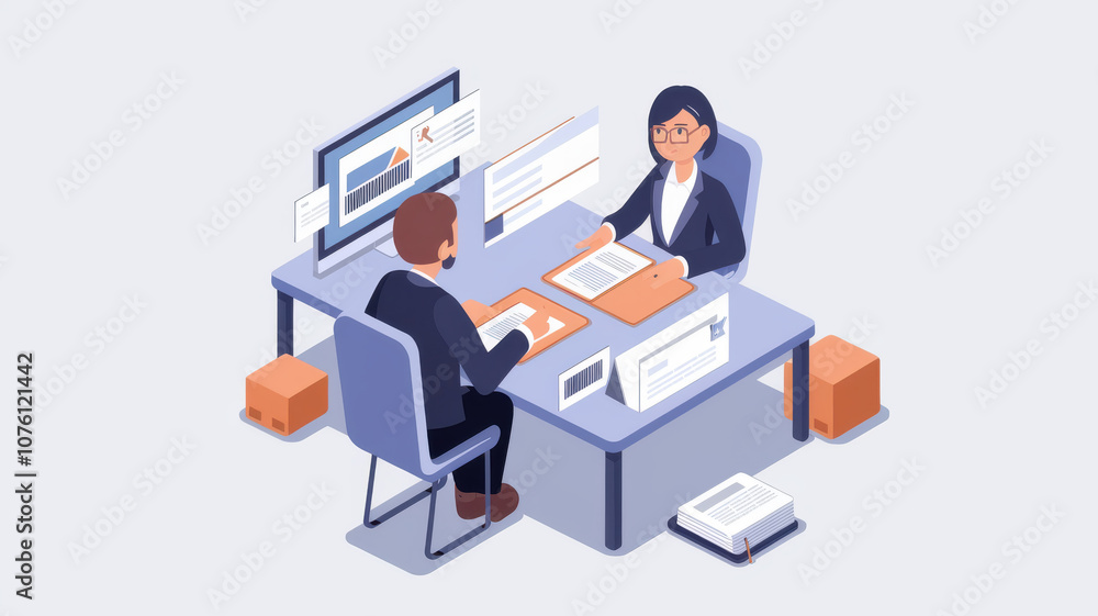 negotiation scene in office with two professionals discussing negotiation scene in office with two professionals discussing