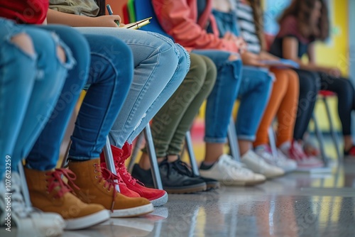 Students Lined Up In Classroom