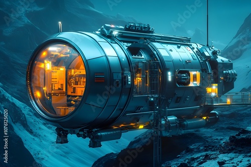 Futuristic Underwater Submersible Exploring the Depths of the Ocean photo