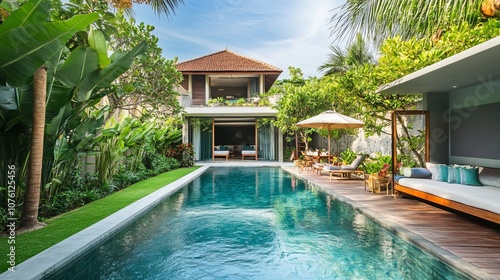 Wallpaper Mural High-end villas with private pools, tropical plants, and luxurious workspace setups Torontodigital.ca