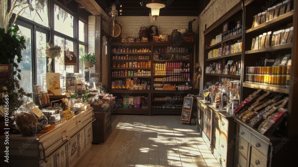 Rustic Grocery Store with Warm Lighting Rustic Grocery Store with Warm Lighting
