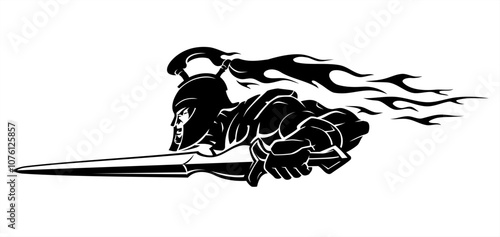 Achilles, enraged Greek god of war. Flamed fury Illustration