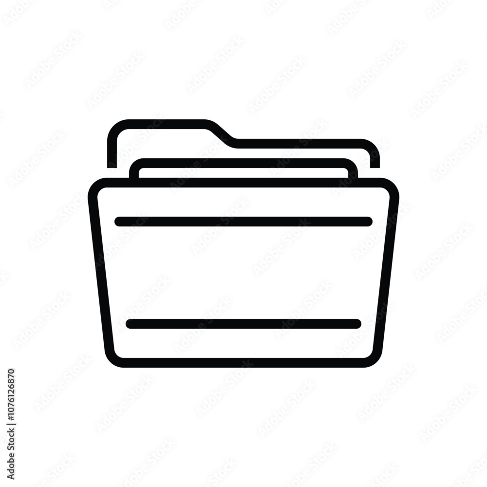 Black line icon for folder Black line icon for folder
