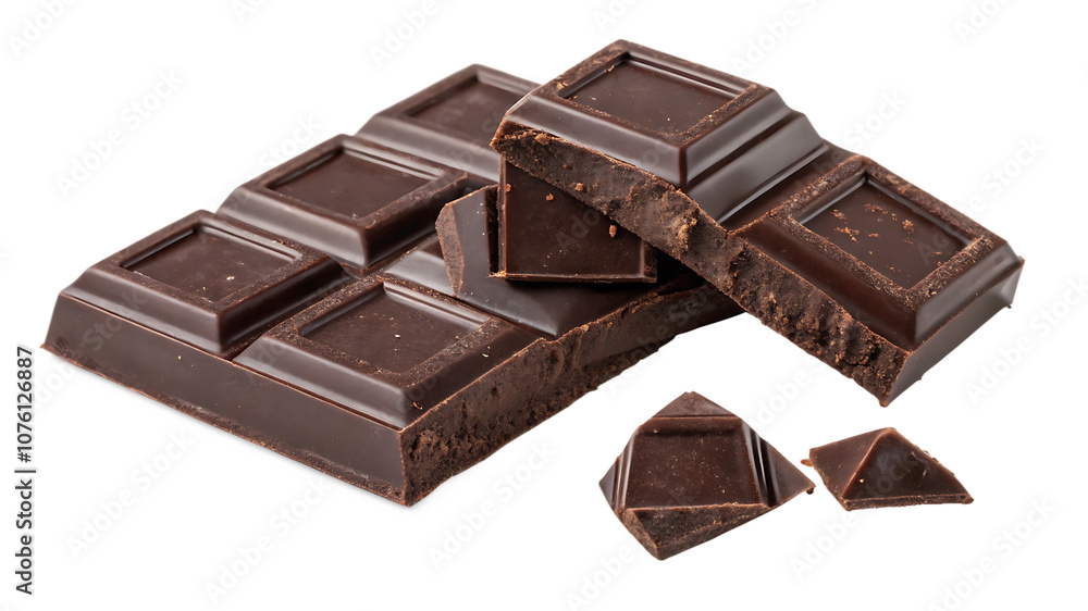 chocolate pieces isolated on white background chocolate pieces isolated on white background