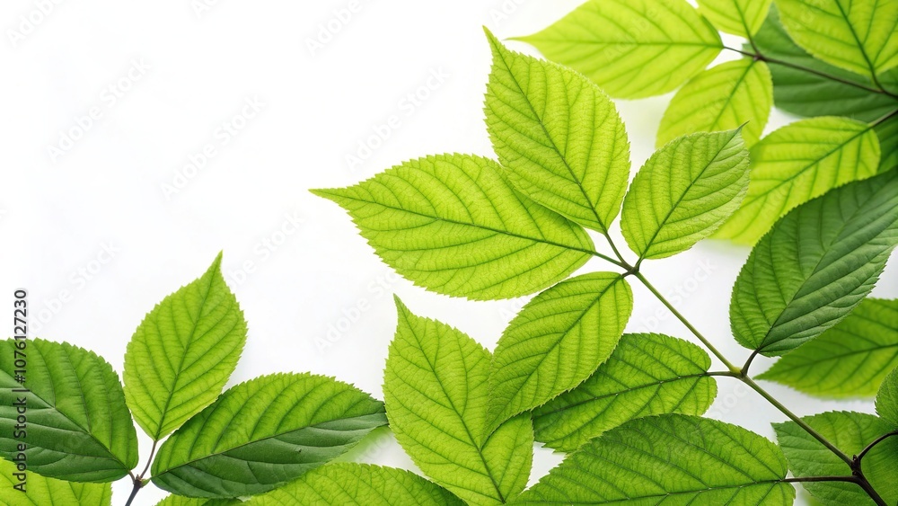 Softly blended leaves with vibrant green hues on a white background, watercolor, flowers, foliage Softly blended leaves with vibrant green hues on a white background, watercolor, flowers, foliage