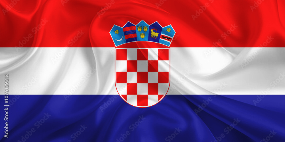 Croatia Flag Waving In The Air Croatia Flag Waving In The Air