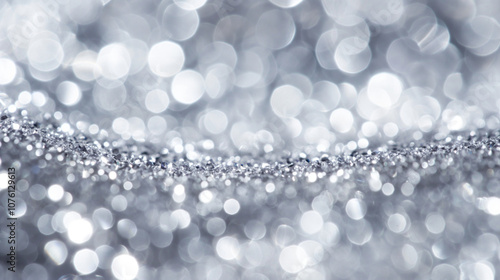 Luxurious silver blur with bokeh sparkles