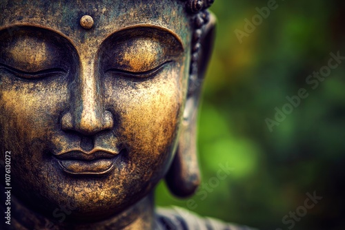 A close-up of a serene Buddha statue, symbolizing peace and mindfulness.