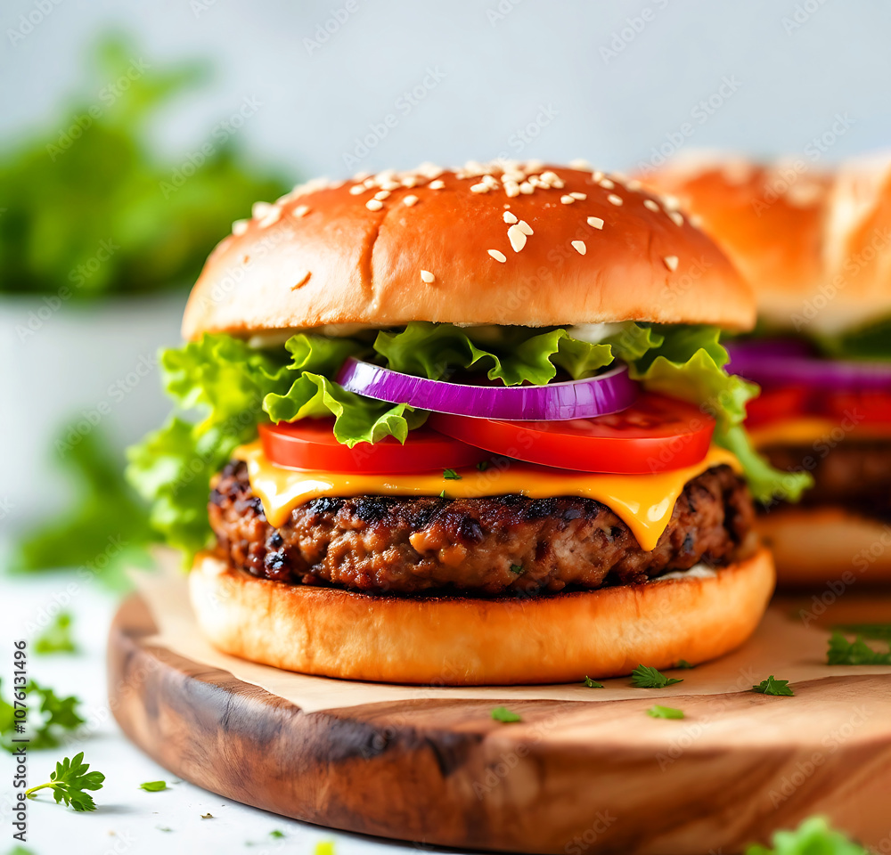 Plant-Based Burger with Onion and Tomato Plant-Based Burger with Onion and Tomato