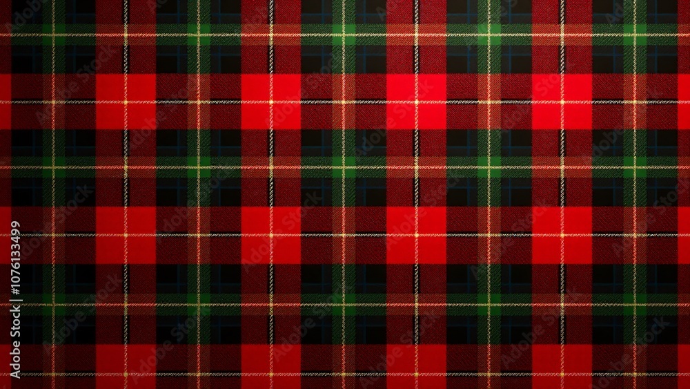 Scottish tartan pattern in rich red, green, and hints of white. Scottish tartan pattern in rich red, green, and hints of white.