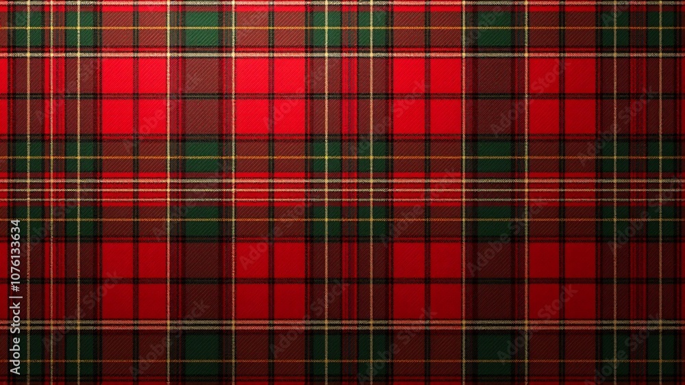 Obraz premium Scottish tartan pattern in rich red, green, and hints of white.