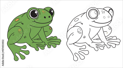 Minimalist frog coloring page with lines