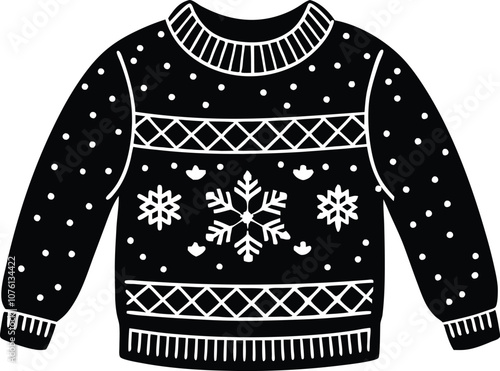 Christmas ugly sweater black christmas sweater silhouette vector