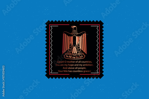 Vintage egyptian eagle emblem postage stamp—perfect for heritage branding, official logos, or classic retro projects.