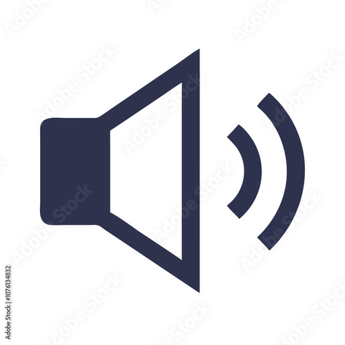 Speaker icon with sound waves, Vector illustration of a speaker icon emitting sound waves, representing audio, volume, and media playback in a simple dark design.
