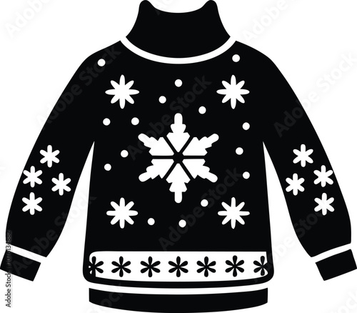 Christmas ugly sweater black christmas sweater silhouette vector