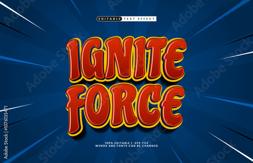 ignite force editable text effect with a kids and play text style