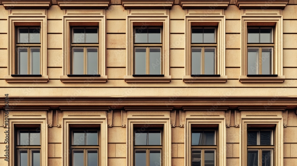 Fototapeta premium Classic Architectural Facade with Elegant Windows