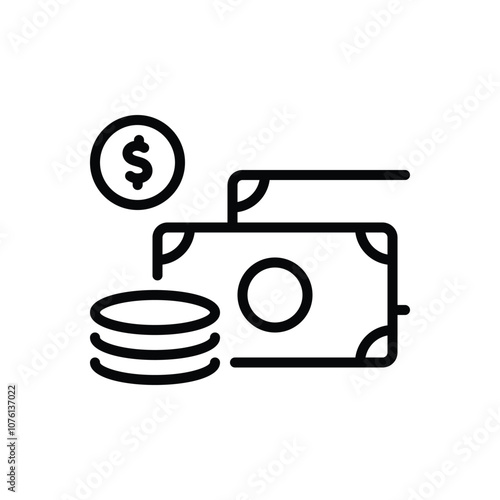 Black line icon for money