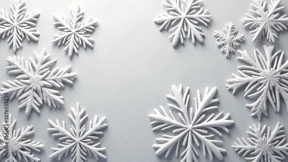 embossed texture of snowflakes with white or silver accents, standing out against a smooth background. embossed texture of snowflakes with white or silver accents, standing out against a smooth background.