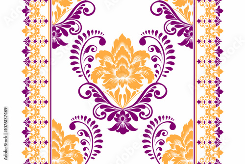 damask pattern vintage with intricate floral and ornamental designs. This classic, elegant design is perfect for wallpapers, textiles, wrapping paper, and interior decor.