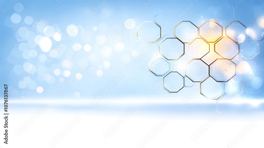 Abstract Background with Hexagonal Shapes and Soft Bokeh Effect for Creative Designs, Thematic Illustrations, and Technology Presentations Abstract Background with Hexagonal Shapes and Soft Bokeh Effect for Creative Designs, Thematic Illustrations, and Technology Presentations