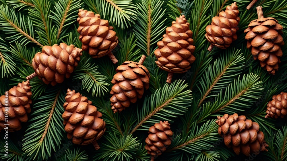 texture of dry pine cones and fresh green pine branches with fine details of needles and natural highlights. texture of dry pine cones and fresh green pine branches with fine details of needles and natural highlights.