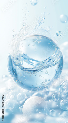 Wallpaper Mural Hyaluronic Acid Moisture Droplet for Skincare, Hydrating Serum Close-up, Beauty Ingredient in Blue Background. Close-up shots, raw graphic photos. Cosmetics advertising materials. Torontodigital.ca