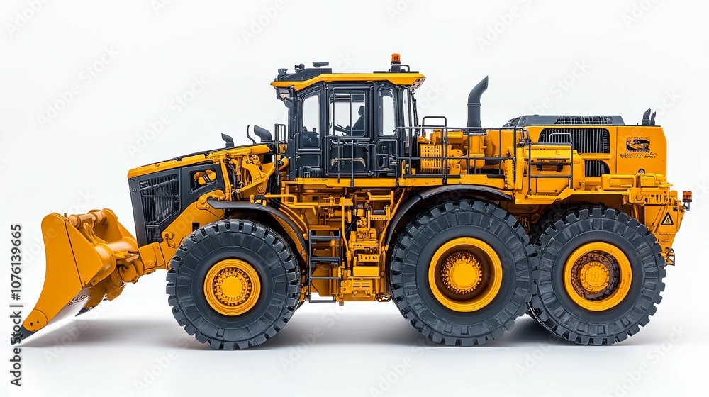 Yellow Construction Vehicle with a Large Blade and Three Sets of Tires Yellow Construction Vehicle with a Large Blade and Three Sets of Tires
