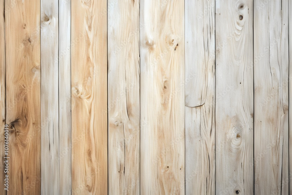 Fototapeta premium beige and yellow wooden surface with vertical planks, showcasing the natural grain and texture of the wood. Perfect for rustic, vintage or natural themed designs