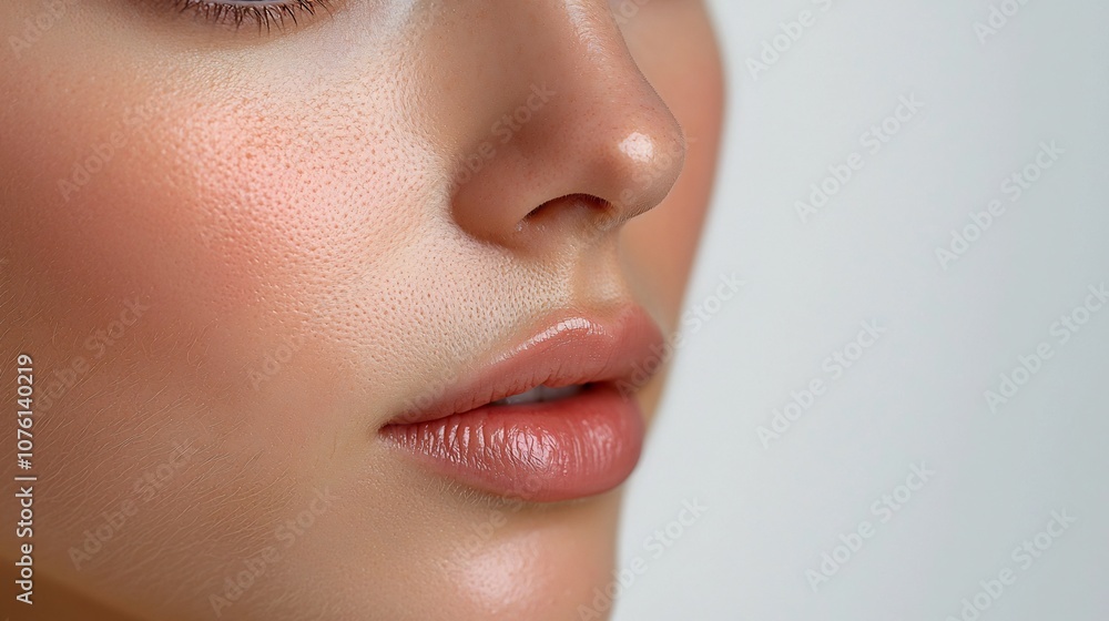 Naklejka premium Beautifying Chin Injection for Rejuvenated Feminine Glow with Defined Contours in Serene Ultra HD Close-up