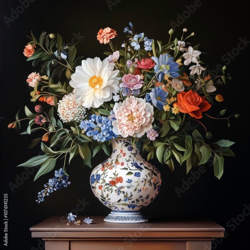 Wallpaper Mural Vibrant Floral Bouquet in Porcelain Vase Torontodigital.ca