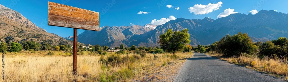 Landscape-oriented green screen billboard with distant mountains, perfect for nature-friendly or eco-conscious advertising concepts Landscape-oriented green screen billboard with distant mountains, perfect for nature-friendly or eco-conscious advertising concepts