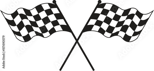 Double crossed chackered flag racing flags eps vector 